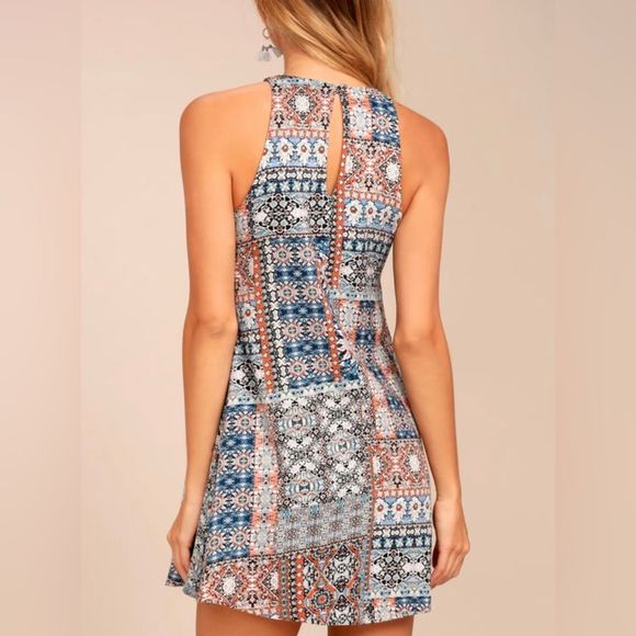 Lulu’s Design Major Grey Print Sleeveless Swing Dress. Size Medium. - Picture 2 of 14